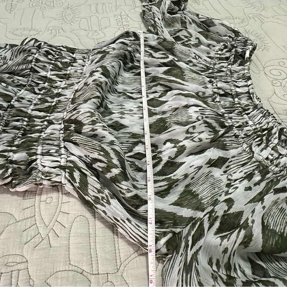 NWT MISA Crewneck Ikat Printed Mini Dress Size XS Moss Olive - Picture 14 of 15